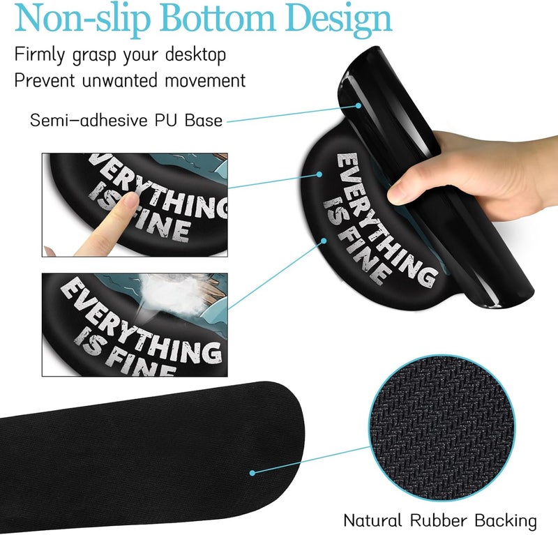 LIMKRIAN Funny Dog Mouse Pad Set Large Desk Mat With Wrist Rest for Gaming, Ergonomic Mousepad, Keyboard Mat, Cup Coaster Set, Office Accessories - It's Fine - Image 5